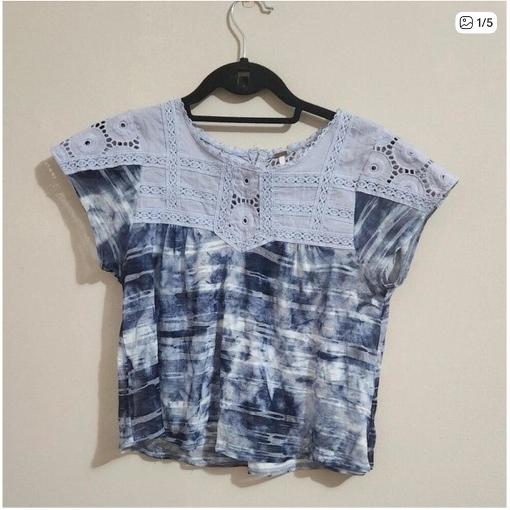 Free people fancy trimmed in eyelet tee